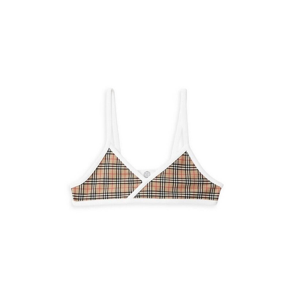 Burberry Girl's Crosby Swimsuit Bikini Top Beige Multicolor Size 8Y